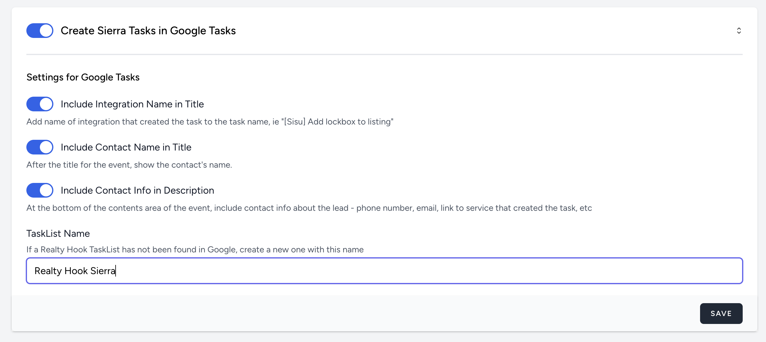 Sierra Task Connection