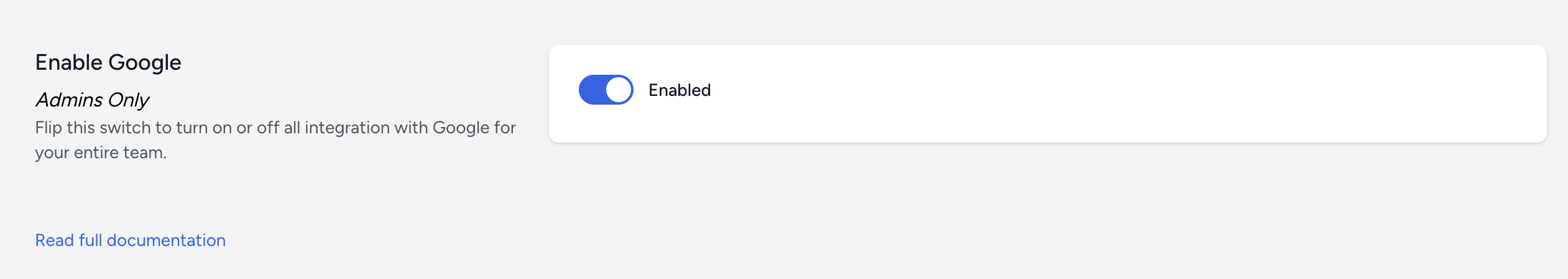 Enable switch for Google
