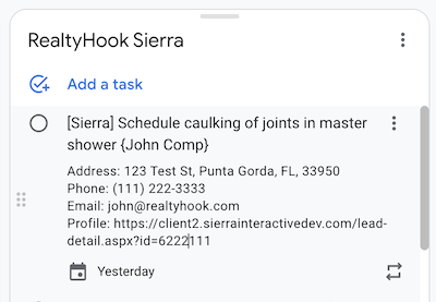 Sierra Task Options