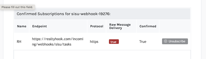 Webhook subscribe confirmation